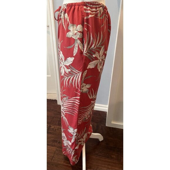 Tommy Bahama Women's Med Beach Floral Relax Palms Drawstring 100% Silk Pants - Picture 3 of 8
